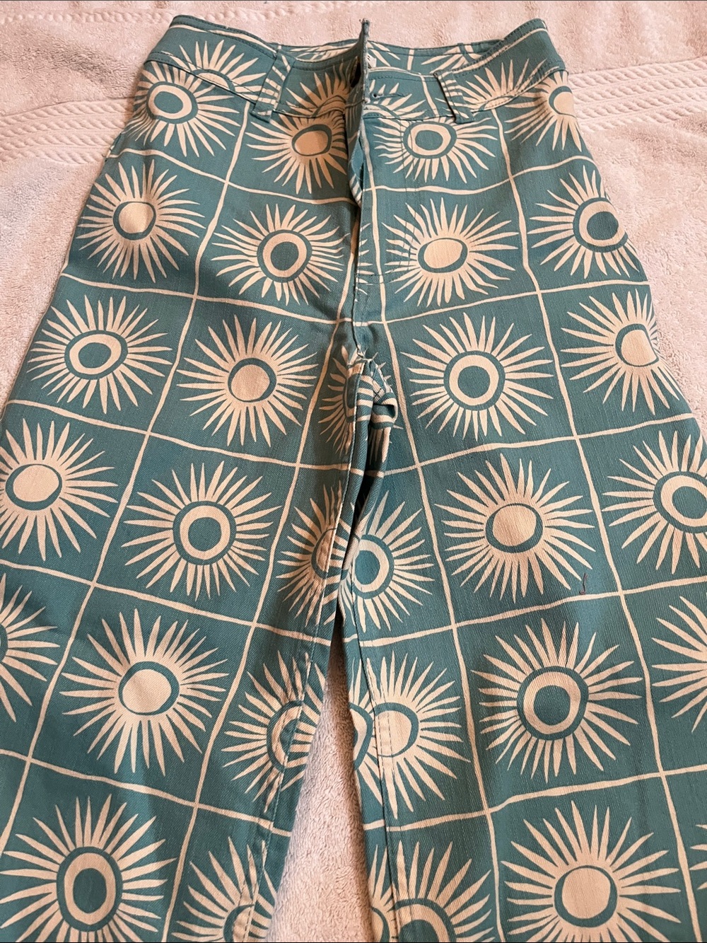 Billabong Teal and Cream High-Rise Sunburst Jeans